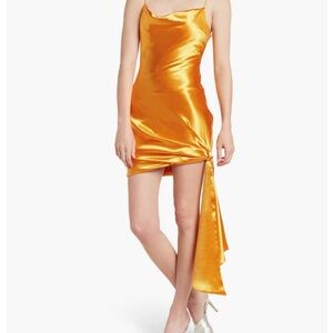NWT Cinq à Sept Ryder Satin Dress - Citrine orange